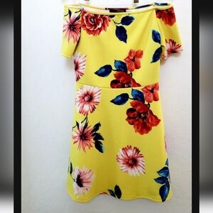 Minette Brand. Floral Off-Shoulder Yellow Dress